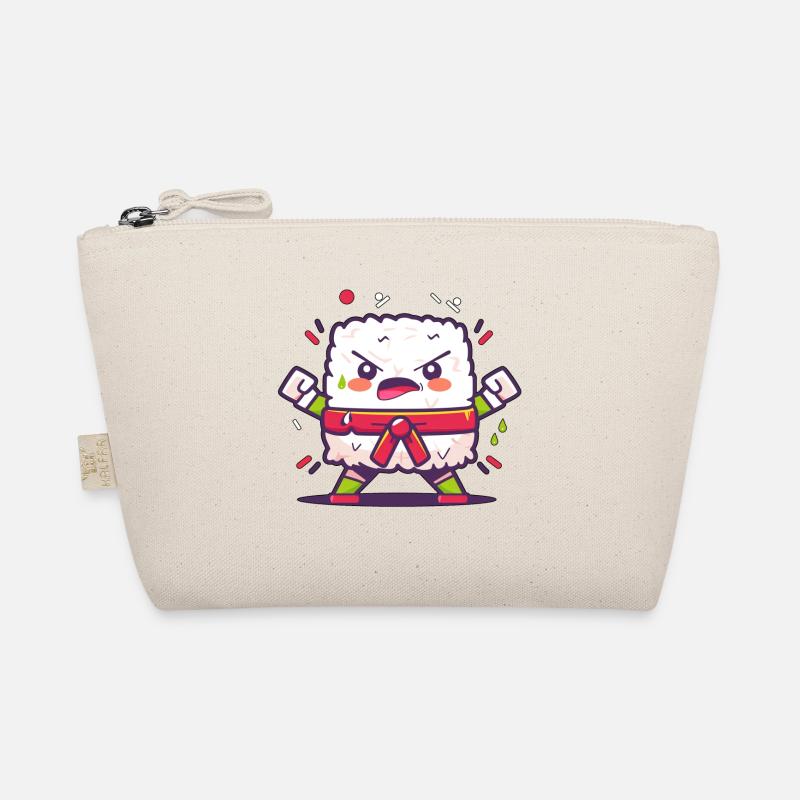 Angry sushi drawing, kawaii karate sushi Organic Pouch
