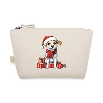 Weihnachts-Welpe mit Geschenken - Bio-Täschchen - Natur - Vorne