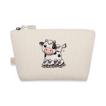 Skating Cow Cartoon TShirt Design - Organic Pouch - nature - Front