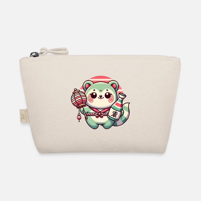 Skurriles Tanuki Laternendesign - Bio-Täschchen - Natur
