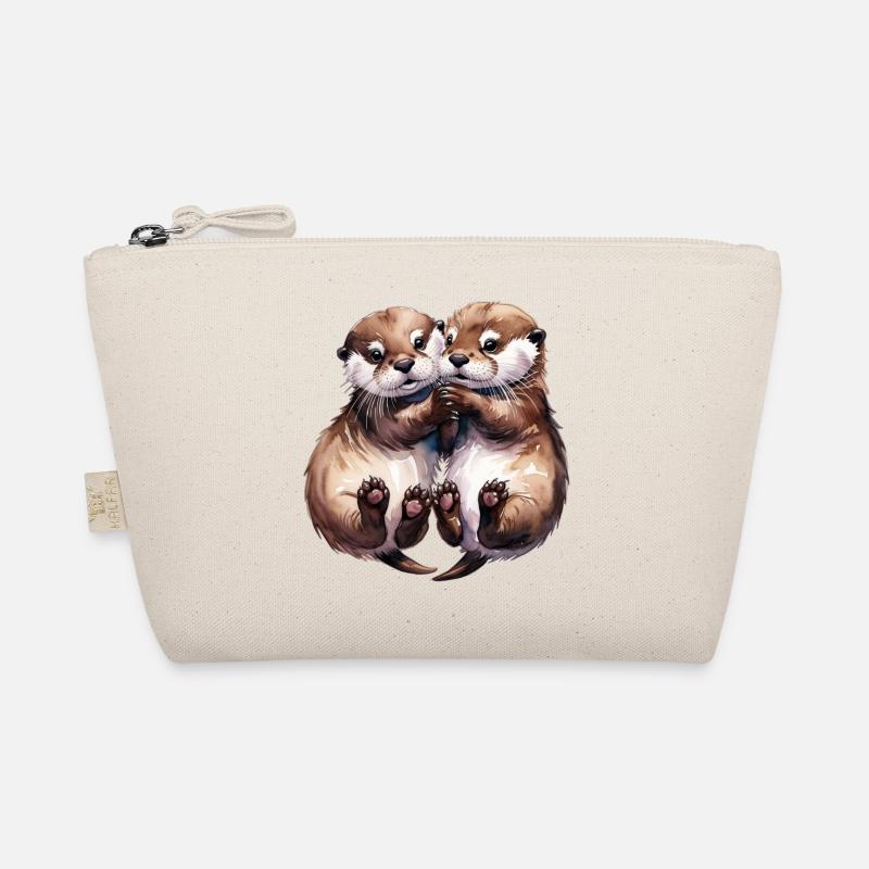 Kuschelnde Otter - Bio-Täschchen - Natur