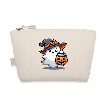 Fantôme mignon avec chapeau de sorcière citrouille - Trousse biologique - nature - Devant