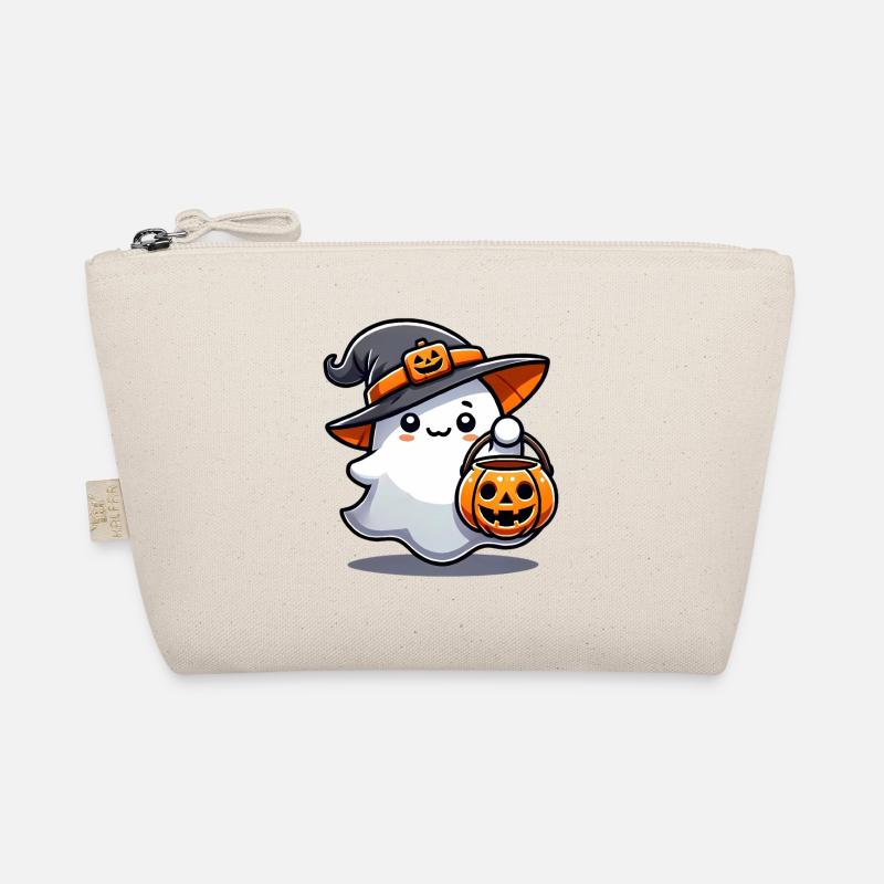 Fantôme mignon avec chapeau de sorcière citrouille Trousse biologique