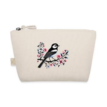 Chicadee on Blossoming Branch Design - Organic Pouch - nature - Front