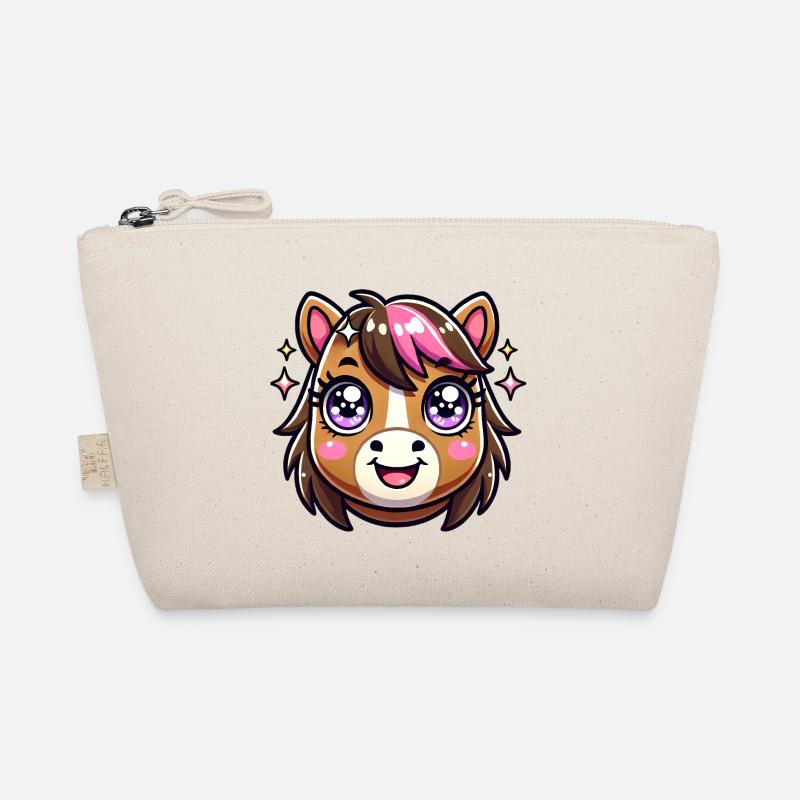 Adorable conception de visage de cheval kawaii Trousse biologique