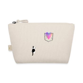 Cat Close to the Heart - Cat Lover Gift - Organic Pouch - nature - Front
