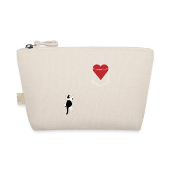 Cat Close to the Heart - Cat Lover Gift - Organic Pouch - nature - Front
