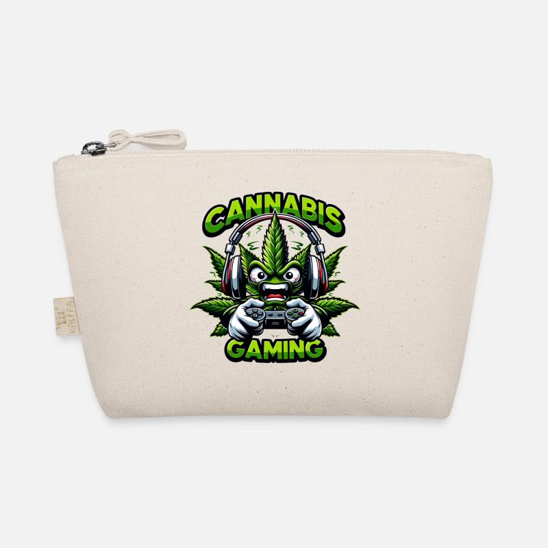 Wütendes Cannabisblatt beim Spielen eines Videospiels Bio-Täschchen