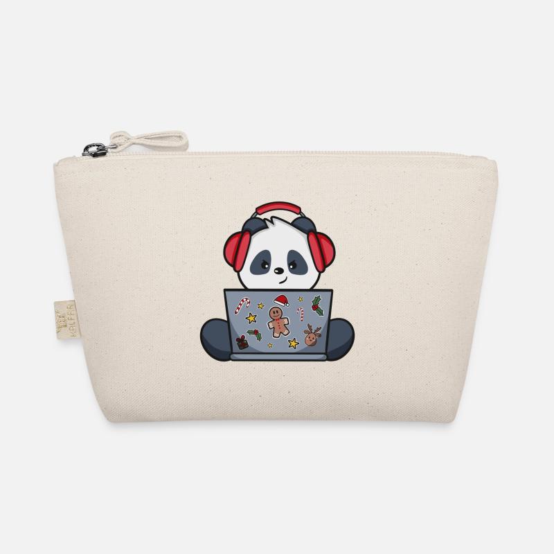 Gaming Panda - Edition Weihnachten - Bio-Täschchen - Natur