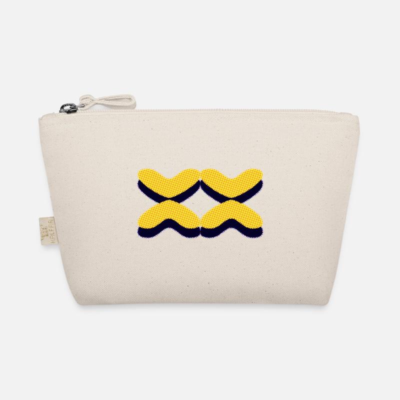 Four pattern shapes in yellow with black background green Organic Pouch