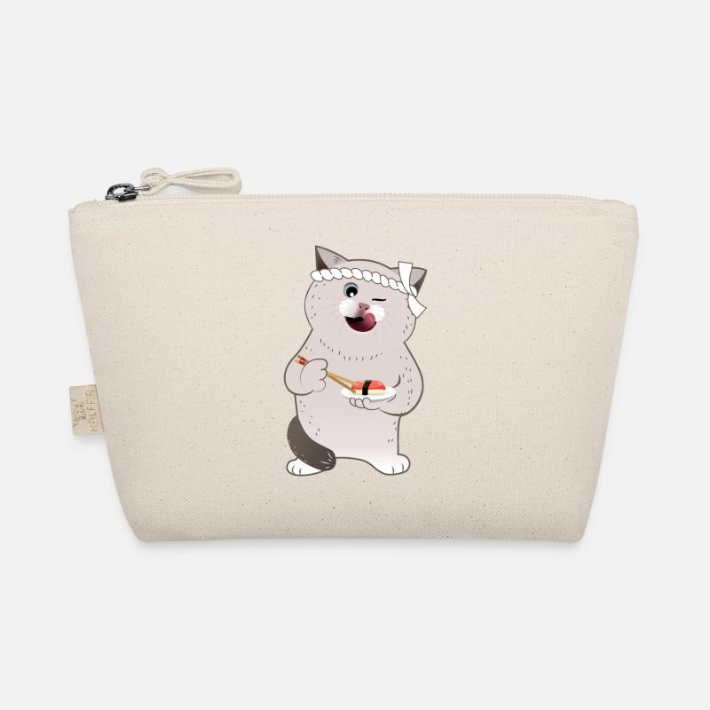 Cute Chubby Cat Holding Sushi Organic Pouch