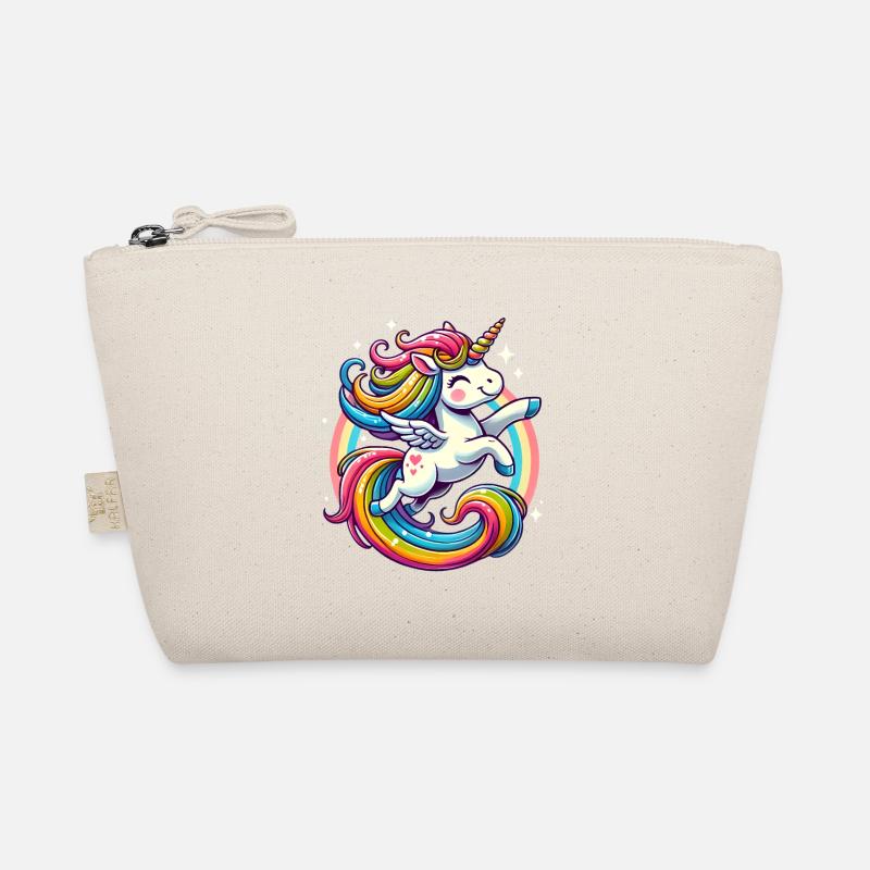 Fröhliches Regenbogen-Einhorn-Design Bio-Täschchen
