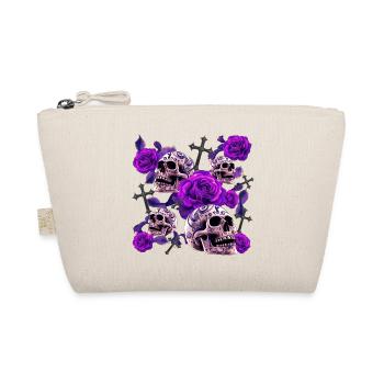 Violette Schädelrosen Tattoo - Bio-Täschchen - Natur - Vorne