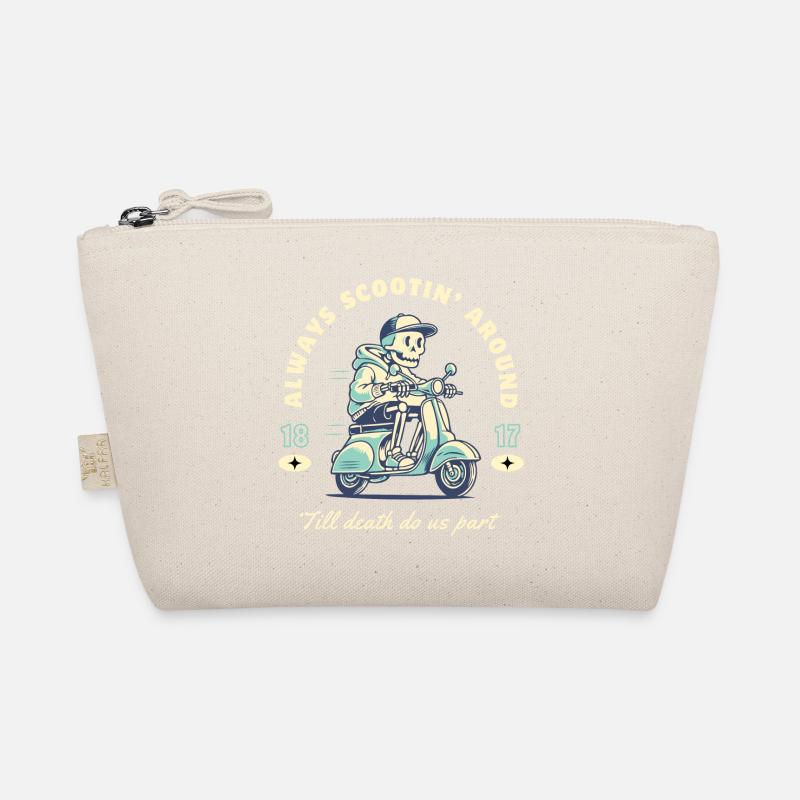 Always Scootin’ – Retro Skull Scooter Bio-Täschchen