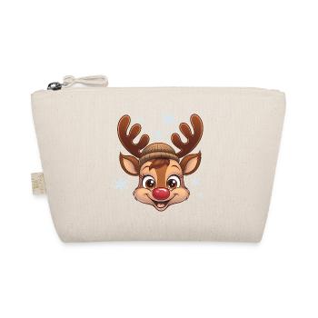 Cute Reindeer Boy with Woolen Hat - Organic Pouch - nature - Front