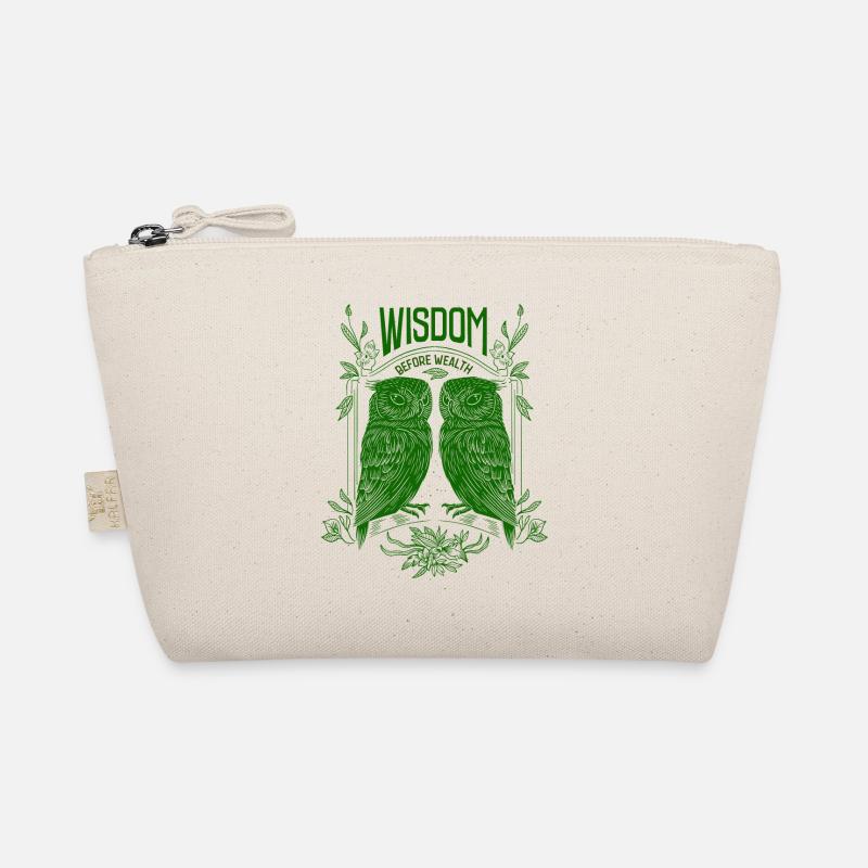 Wisdom Before Wealth – Symbolic Owls Organic Pouch