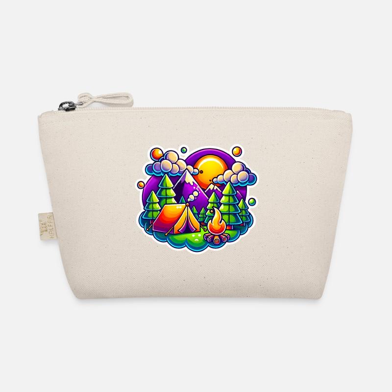 Funny Camping Mountains Tent Scene Organic Pouch