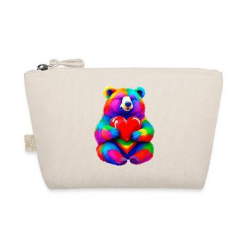 Ours arc-en-ciel avec coeur coloré - Trousse biologique - nature - Devant