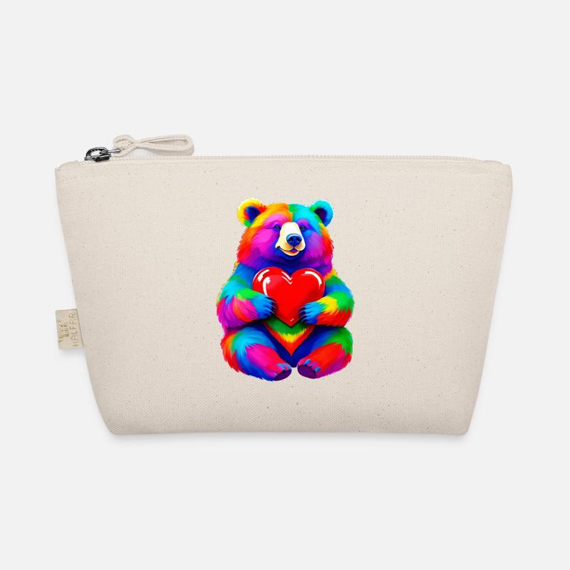 Regenbogen Bär mit Herz Bunt Bio-Täschchen