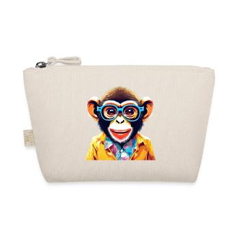 Vibrant Monkey with Retro Glasses - Organic Pouch - nature - Front