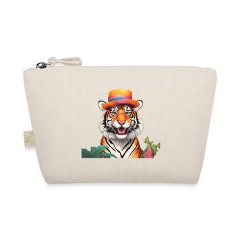 Whimsical Tiger with Sun Hat - Organic Pouch - nature - Front