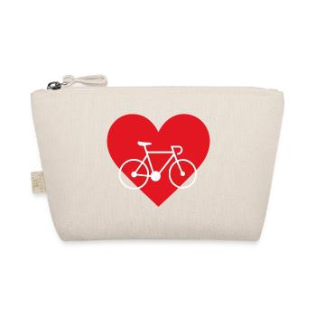 Minimalistisches Valentinstag T-Shirt mit Fahrrad - Bio-Täschchen - Natur - Vorne
