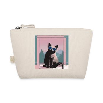 Chat au look rétro d’été - Trousse biologique - nature - Devant