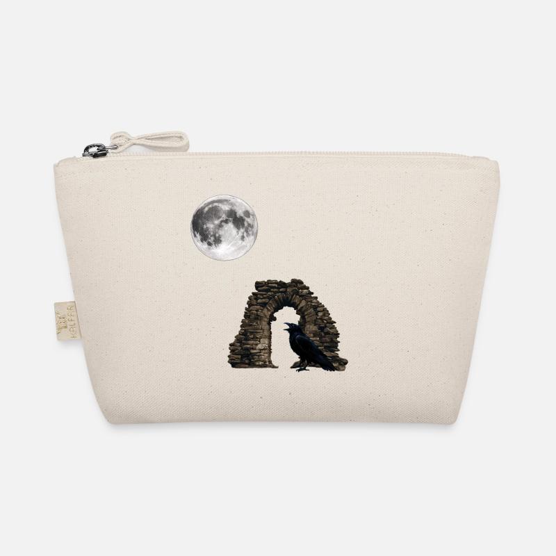 zerfallener Bogen mit Kolkrabe, Monde, ruinen Bio-Täschchen