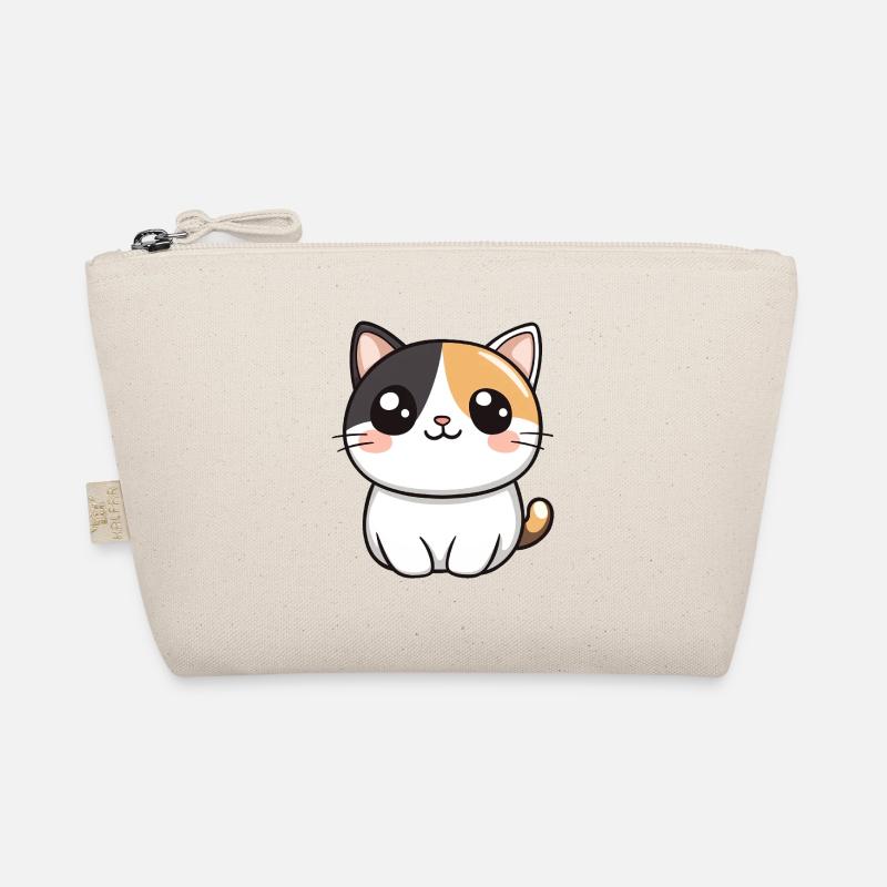 Cute cat with bright eyes, kawaii drawing Organic Pouch