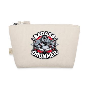 Badass Drummer Hippo Cool Gift - Organic Pouch - nature - Front