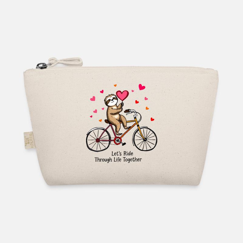 Faultier auf dem Fahrrad – Romantisches Valentinstags-Design Bio-Täschchen