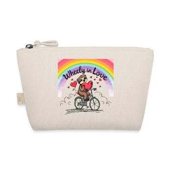 Adorable Sloth on Bicycle with Heart and Rainbow - Organic Pouch - nature - Front