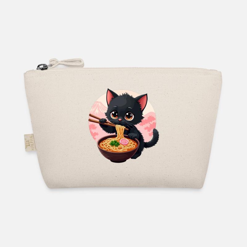 Chat japonais mignon mangeant de la soupe de nouilles ramen Trousse biologique