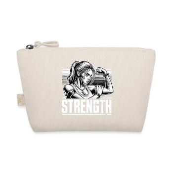 Strength strong woman stretches arm on gift - Organic Pouch - nature - Front