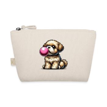Playful Dog Blowing Bubblegum - Organic Pouch - nature - Front