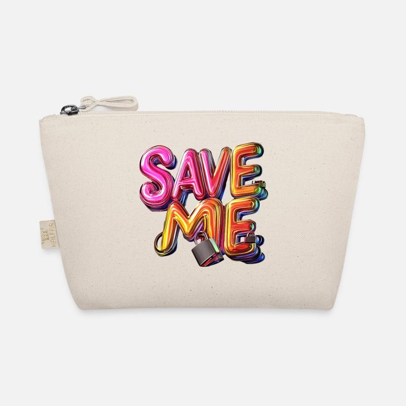 Stylischer 3D Schriftzug "SAVE ME" mit Schlössern Bio-Täschchen