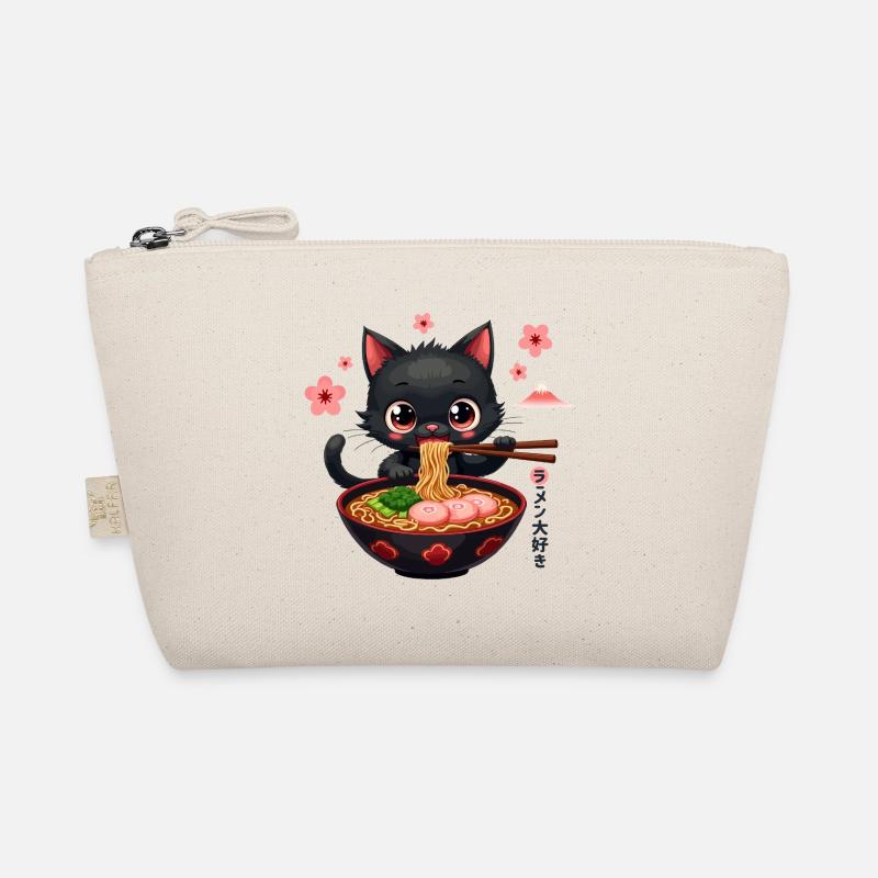 Chat japonais mignon mangeant de la soupe de nouilles ramen Trousse biologique