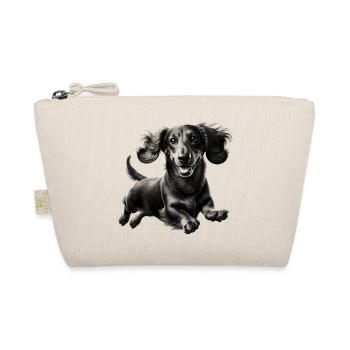 Cheerful dachshund in leap - black and white portrait - Organic Pouch - nature - Front