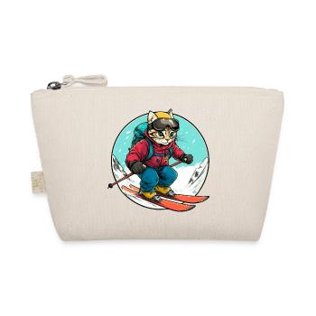 Katzen Ski / Skifahrer Katze - Bio-Täschchen - Natur - Vorne