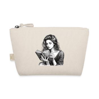 Drawing Woman Book Books Reading Gift - Organic Pouch - nature - Front