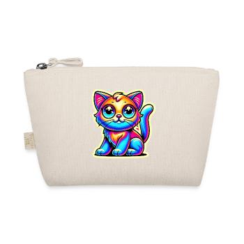 Neon Glow Crazy Katze Design - Bio-Täschchen - Natur - Vorne