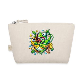Funny Frog Clinging to Bird Cartoon - Organic Pouch - nature - Front