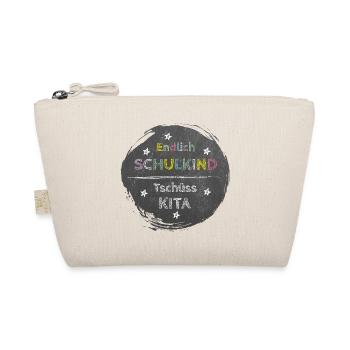 Finally a schoolchild - goodbye daycare | Chalkboard Design - Organic Pouch - nature - Front