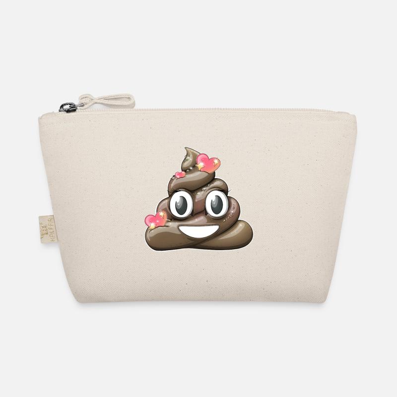 Verspieltes Happy Poop Design - Bio-Täschchen - Natur
