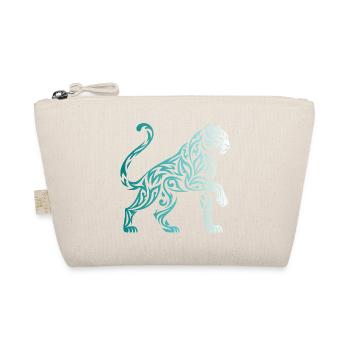 Tribal Panther Farbverlauf Blau Weiß - Bio-Täschchen - Natur - Vorne