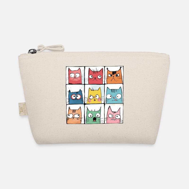 Comic Katzen | mürrische Gesichter | 3x3 Raster Bio-Täschchen