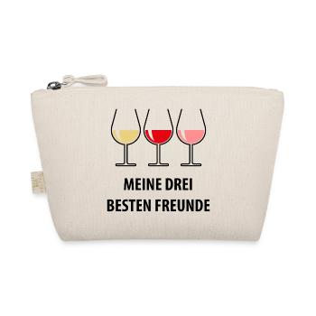 Meine Drei Besten Freunde (Wein Bauchig Offen) - Bio-Täschchen - Natur - Vorne