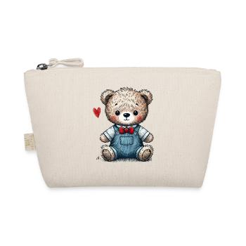 Ours en peluche vintage avec salopette - Trousse biologique - nature - Devant