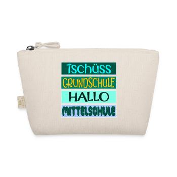 TSCHÜSS GRUNDSCHULE HALLO MITTELSCHULE SCHÜLER - Bio-Täschchen - Natur - Vorne