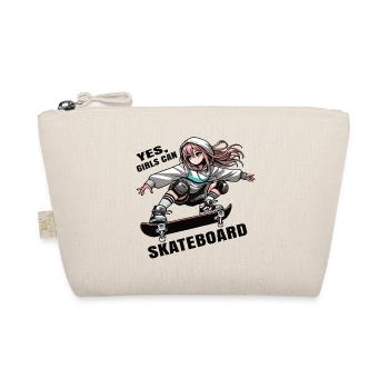 Yes, Girls Can Skateboard - Skating Girl - Organic Pouch - nature - Front